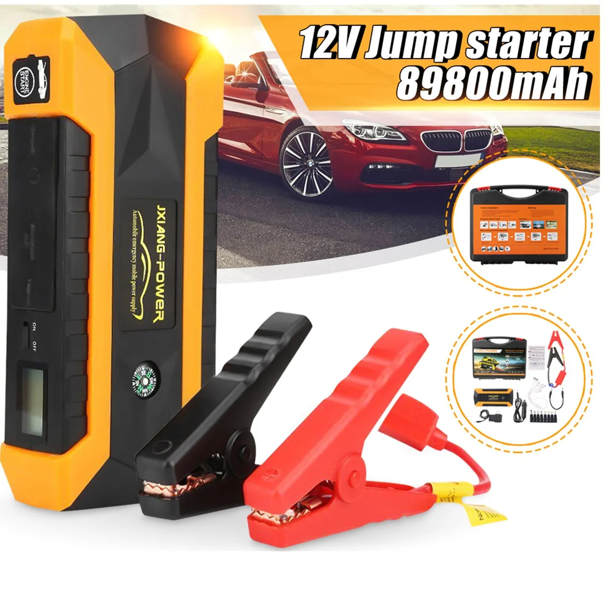 1set 89800mAh 12V 4USB Car Battery Charger Starting Car Jump Starter Booster Power Bank Tool Kit For Auto Starting Device