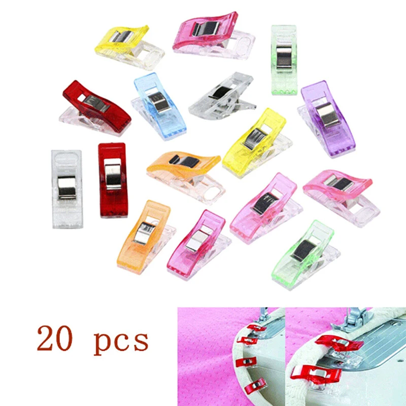 20pcs Sewing Accessories Knitting Clips Mixed Color Home Supply Plastic Quilter Holding Clips Plastic+Metal Quilt Binding