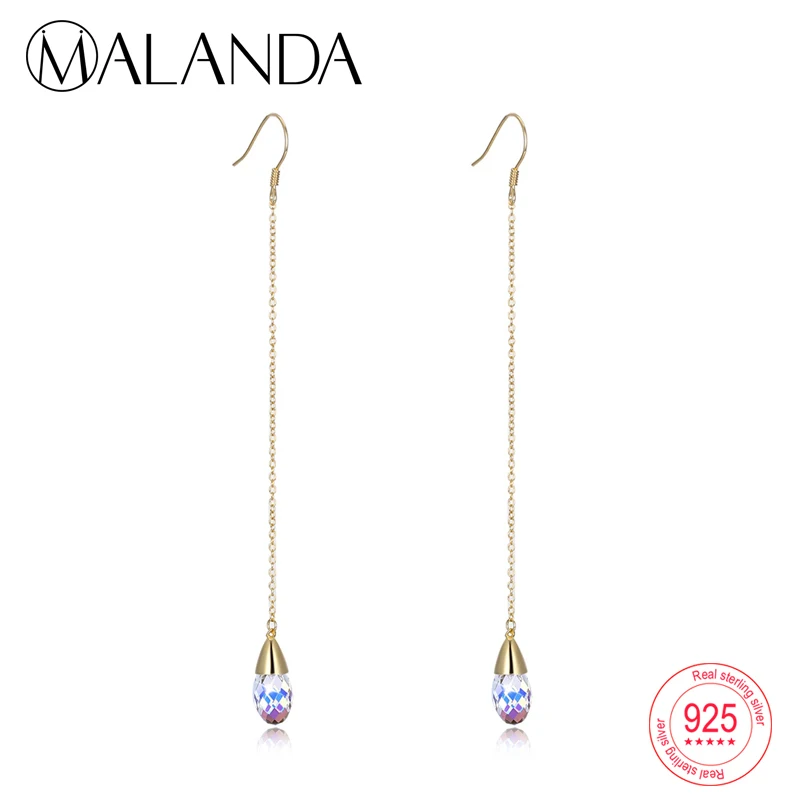 MALANDA de cristal de Swarovski pendientes de gota de agua de plata de