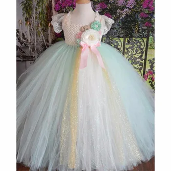 

Mint Green Flower Girl Tutu Dress Children Birthday Party Lace Tulle Princess Dress Kids Girl Wedding Pageant Ball Gown Dresses