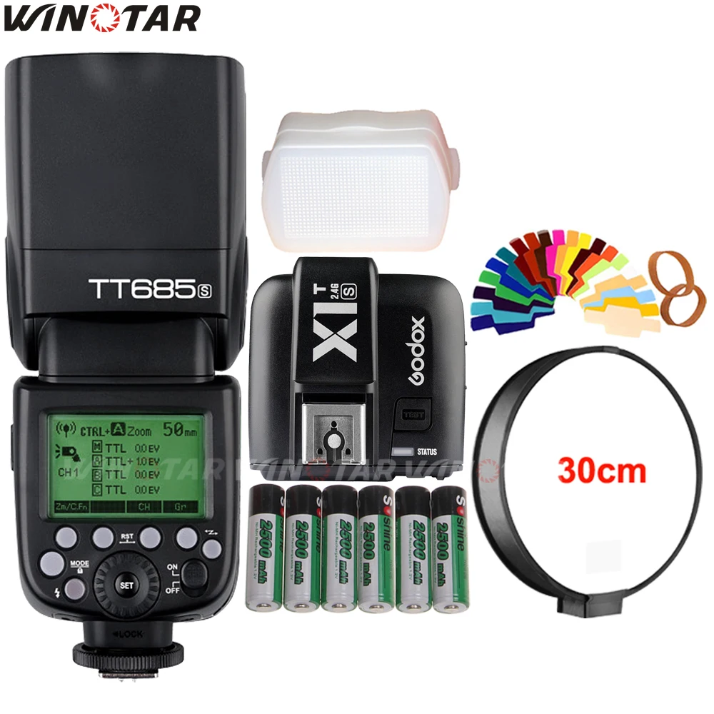 

Godox TT685S 2.4G HSS 1/8000s TTL Flash Speedlite + X1T-S Trigger+ 6x 2500mAh Battery for Sony A77II A7RII A7R A7000 A6500 A6300