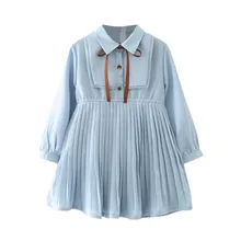 Детская одежда для маленьких девочек, Драпированное однотонное платье с бантом, приталенная Вечерние Повседневная одежда для, Детские платья для девочек, дропшиппинг