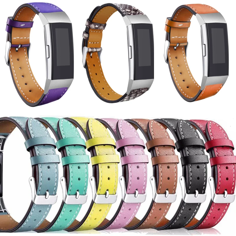 

Brand 100% Genuine Leather WatchBand For Fitbit Charge 3 Watch Band High Grade Designed Color Watch Strap Replacement Belt