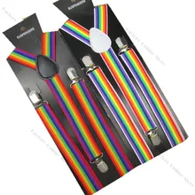 BD011-L Горячая Мода asjustable подтяжки в радужную полоску 100 см Длина 2,5 Ширина 3 зажимы подтяжек, способный преодолевать Броды для взрослых секс