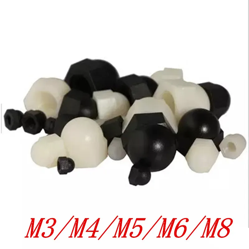 1000PCS DIN1587 M3 M4 M5 M6 M8 Black Or White Nylon Nut Plastic Cap