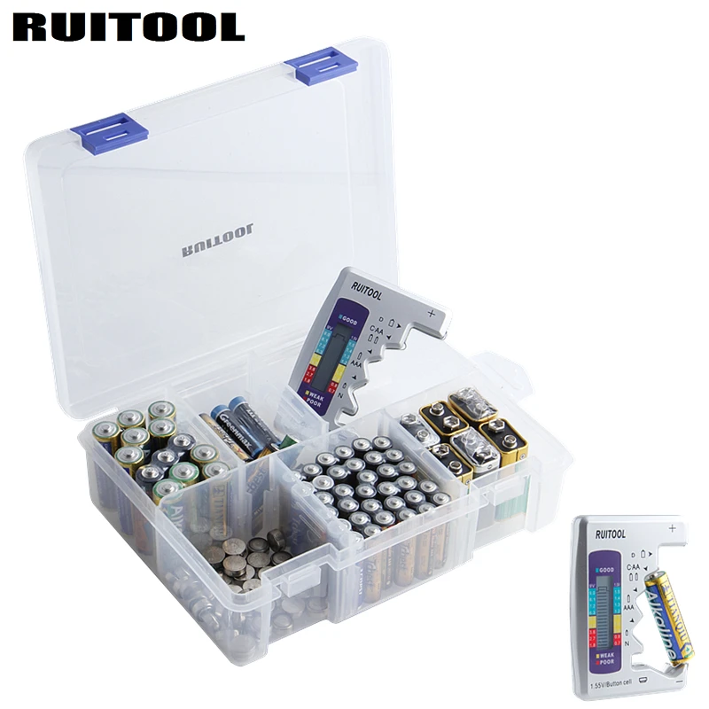 Battery Organizer Storage Case With Battery Tester For Checker Battery Capacity Household Storage Battery font b