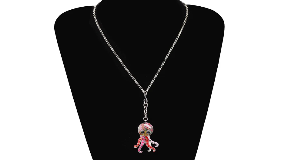 Bonsny массивное Макси-ожерелье с осьминогом из сплава с эмалью медузы, подвеска на цепочке, колье, новинка, океанское животное, ювелирное изделие для женщин, девушек