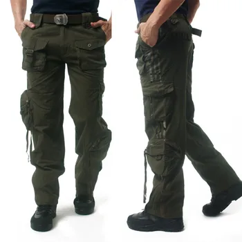 

Men Baggy ARMY CARGO PANTS Military Style Tactical Pants Combat Pockets Army Green Multi-pocket Work Trousers