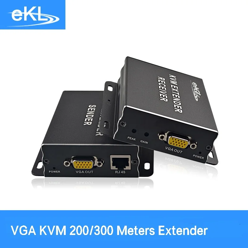 EKL VGA KVM Extender 200M/300M by Cate5e with USB Mouse and keyboard
