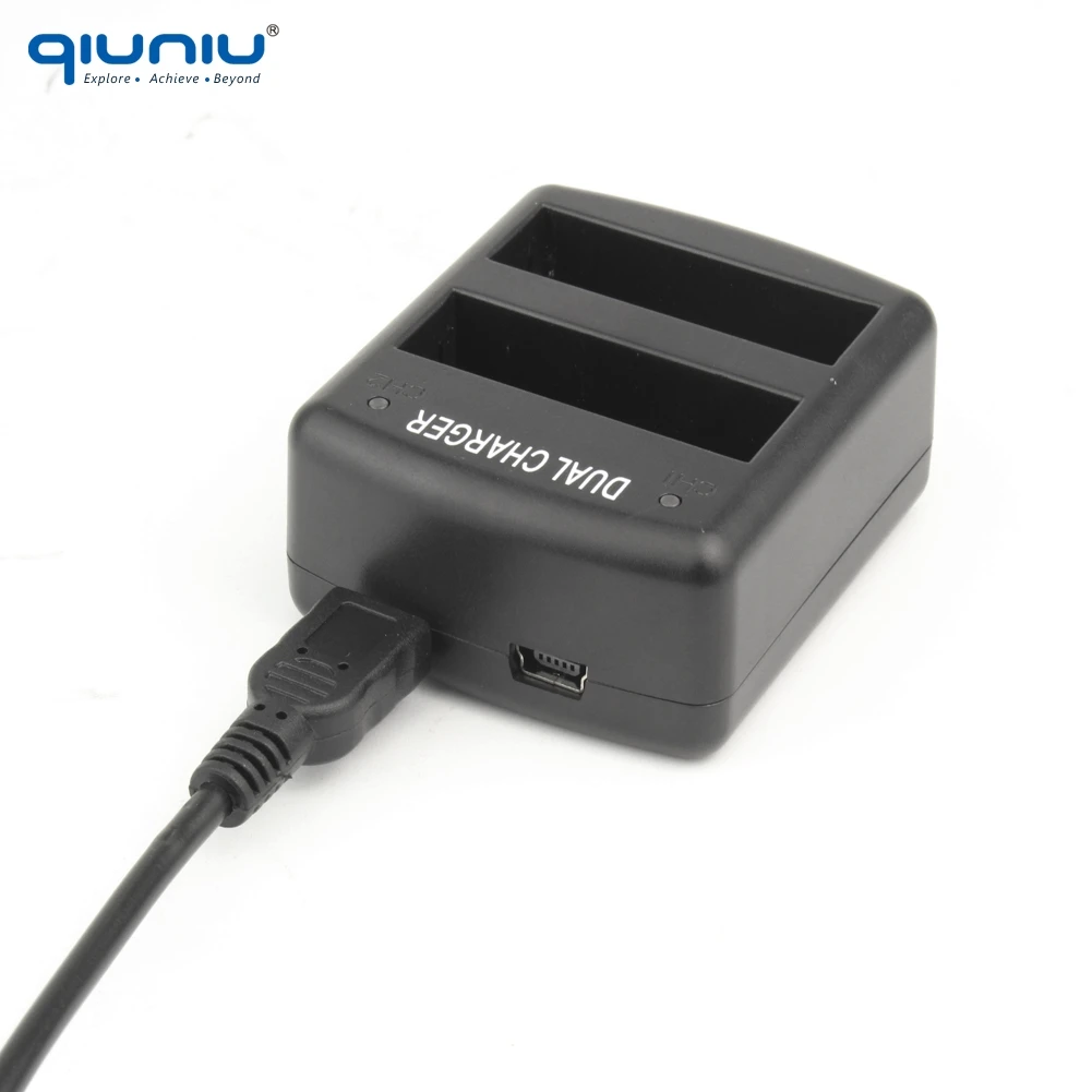

QIUNIU For Xiaomi YI 4K Sport Action Camera AZ16-1 Dual Slot USB Charger Charging Dock w/ Cale for Xiaoyi 2 II