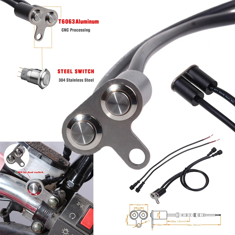 

Dual Button Motorcycle Handlebar Switch For Engine Horn Start Aluminum Alloy
