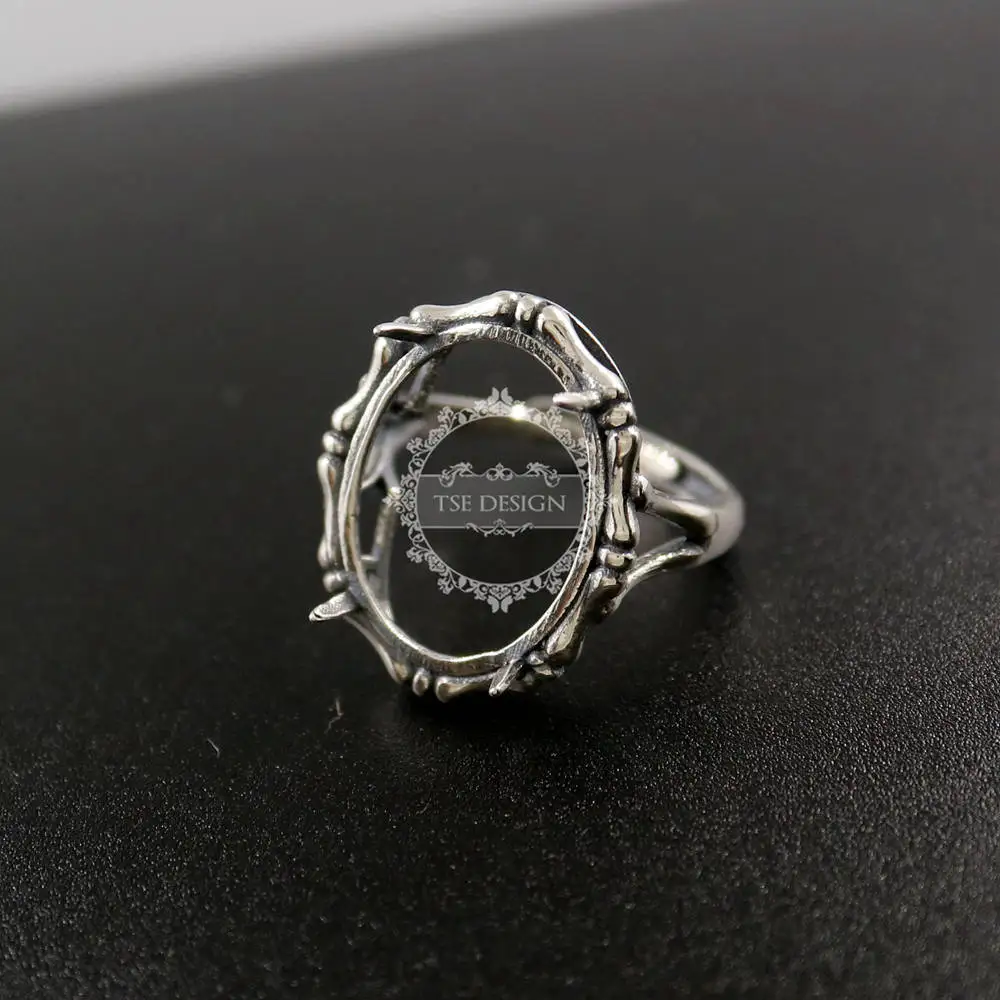 

15x20MM oval prong setting 925 sterling silver ring bezel basic ring size diameter 18.5mm DIY adjustable ring setting 1223080
