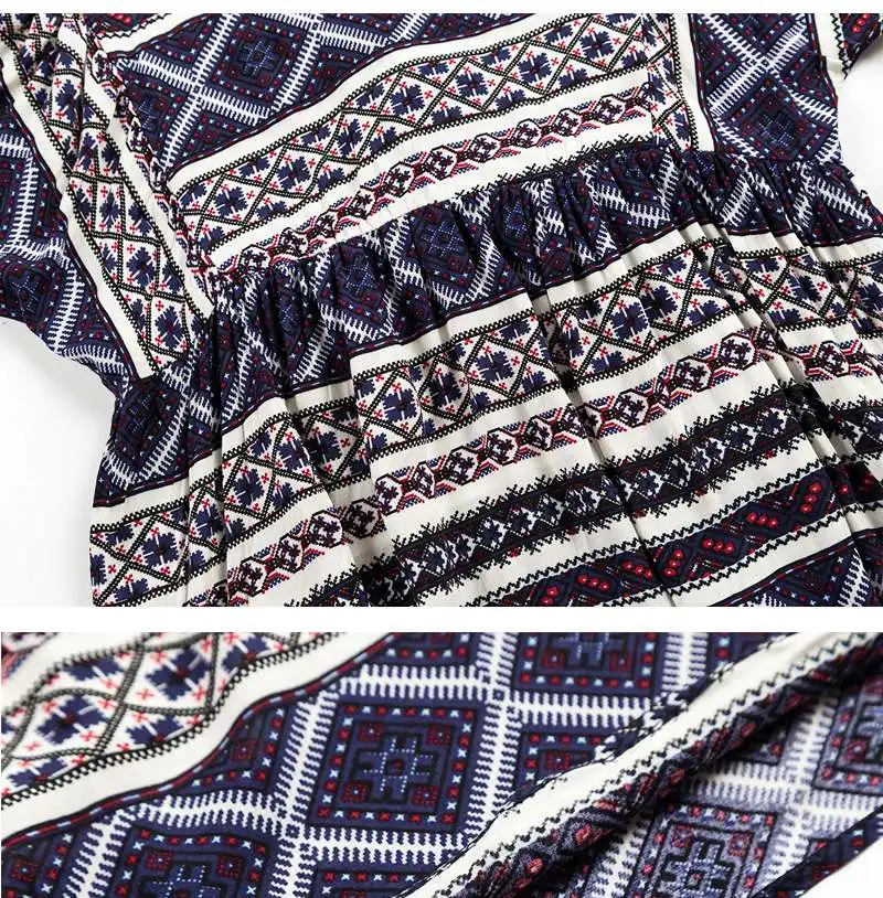 Printed Peasant Dress G5014-8