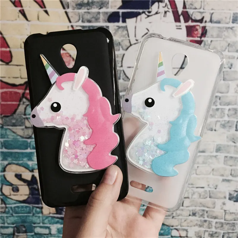 

3D Unicorn Quicksand Liquid Soft Silicone Case for Lenovo A5000 Phone Cover Cartoon Diamond Funda Coque Fashion Owl Capa