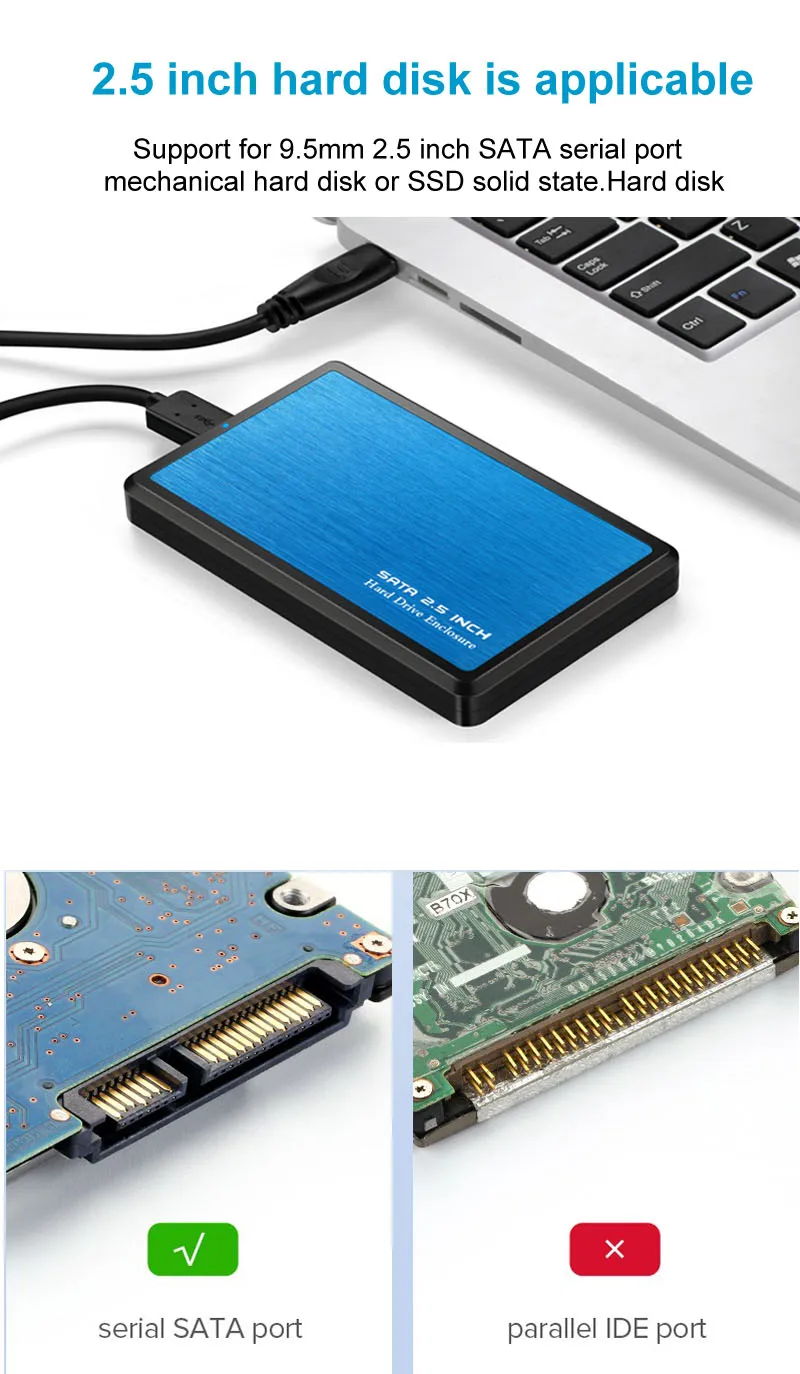 2," USB 3,0 SATA Hd коробка HDD жесткий диск Внешний корпус SSD, HDD металлический чехол инструмент 5 Гбит/с Поддержка 2 ТБ протокола UASP