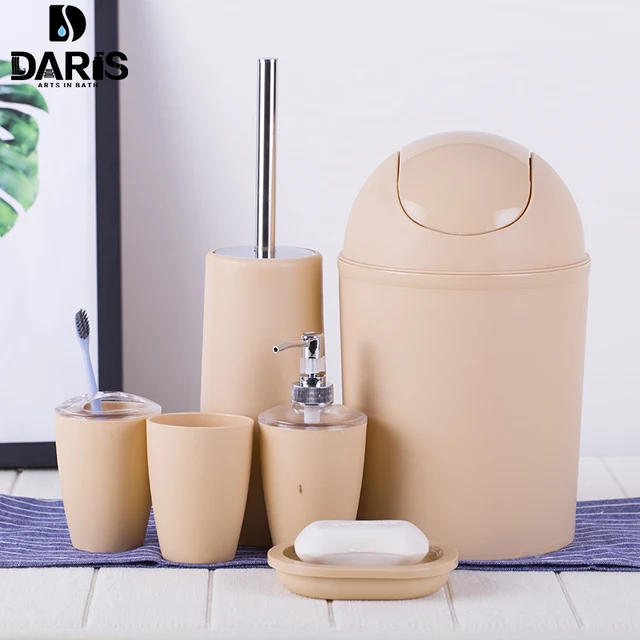 Sdarisb 6pcs Solid Luxury Plastic Bathroom Accessories Set Wash Suit Sdarisb 6pcs Solid Luxury Plastic Bathroom Accessories Set Wash Suit Shell Bath Tumbler Toothbrush Holder