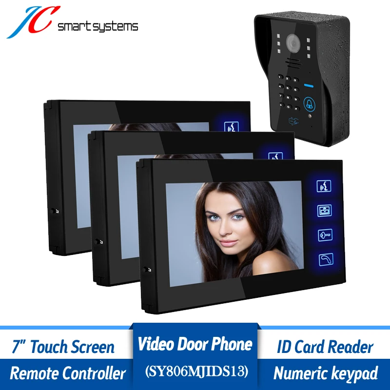 1v3 Smart home intercom system wired video doorphone HD camera doorbell with ir infrared & doorbell for front door security