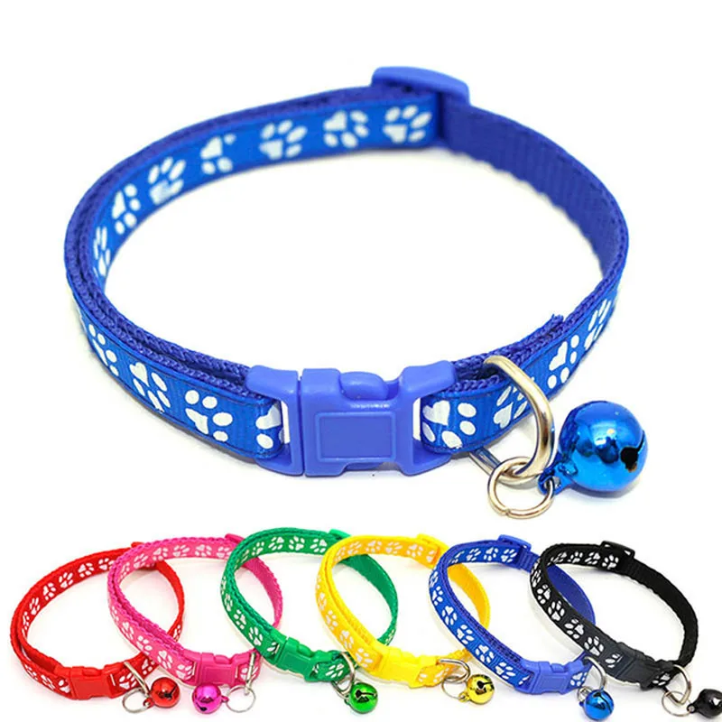 

Cute Dog Claw Pattern Pets Puppy Cats Collars Adjustable Safety Buckle Collar with Bells Small Dogs/Cat Necklace Bow Tie