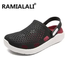 Новая летняя прозрачная обувь мужские пляжные сандалии тапочки с отверстиями мужские вьетнамки легкие сандалии для улицы летние Chanclas