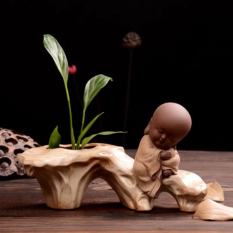 

2019 Incense Holder Zen Monk Mediterranean Ceramic Vase Household Adornment Desktop Furnishing Articles Grey Hydroponic Flowers