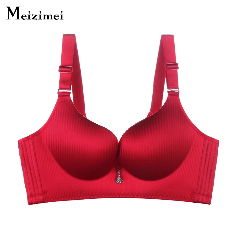 

Meizimei 2019 New Fashion Women's Bra Underwear Intimate Sexy Red Seamless Brassiere Wire Free Super Push up Lingerie Gether BH