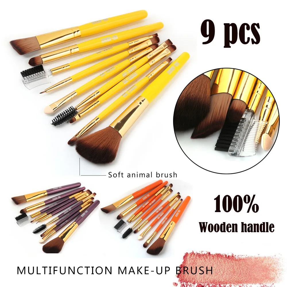 

9PCS Makeup Brush Set Wooden Foundation Cosmetic Eyebrow Eyeshadow Brush Makeup Brush Sets Tools кисти для макияжа L58