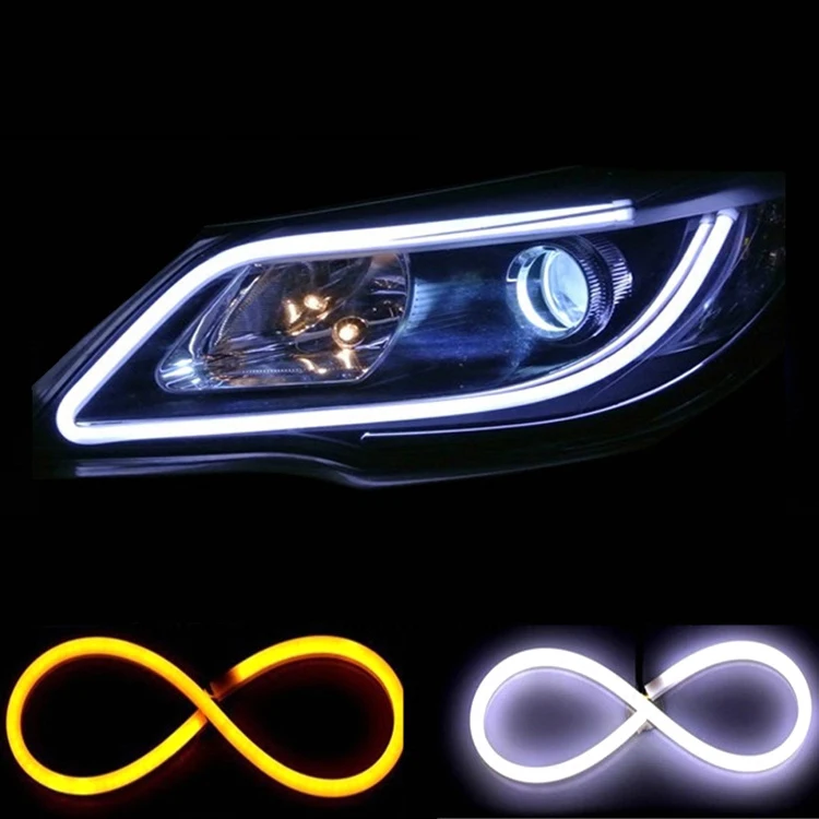 

Angel Eye 2x Daytime Running Light Universal Tube Guide Soft and Flexible Car LED Strip DRL White and Yellow turn signal light
