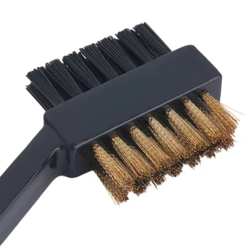 

2 Sided Dual Bristles Brass Wires Golf Club Brush Groove Cleaner Kit Tool Black Useful Free Shipping