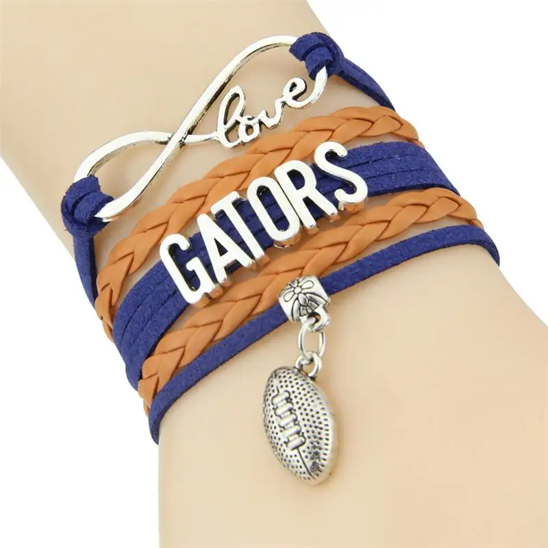 

Infinity Love Gators bracelet football Team charm leather wrap men bracelets & bangles for women jewelry
