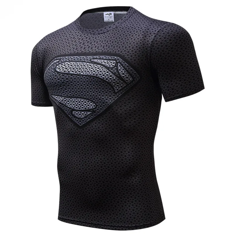 

Superman Tshirts Men Compression Shirts Batman Tops The Flash T-shirts Fitness Crossfit Tees Bodybuilding camiseta rashguard