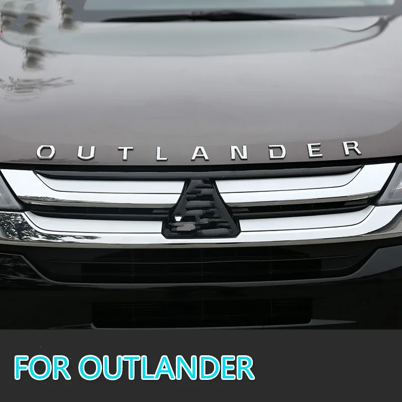  For Mitsubishi Outlander Chrome Car 3D Letters Hood Emblem Logo Badge Car Stickers Styling Car Acce
