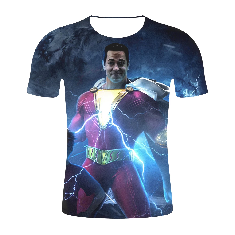 

Shazam 2019 Newest Comics Cosplay Costume Cloth Tops Male 3D Printed Male short Sleeve T shirts Men Compression tee Shirts