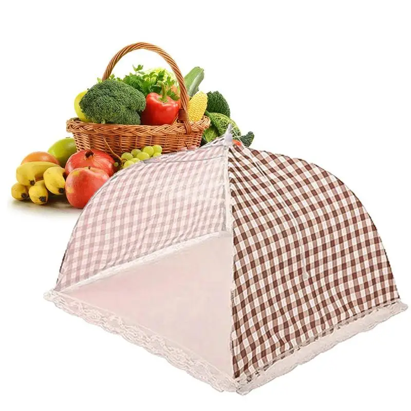 

Kitchen Folding Food Cover Hygiene Grid Style Dish Dustproof Anti Fly Mosquito Umbrella Foldable Mesh Food Dish Picnic