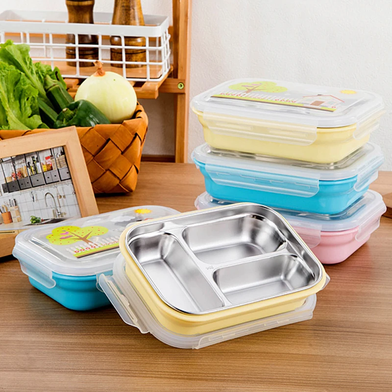 

Portable 304 Stainless Steel Lunch Box Bento Box Snack Box Food Storage Container Leakproof With Dinnerware Set And Thermal Bag