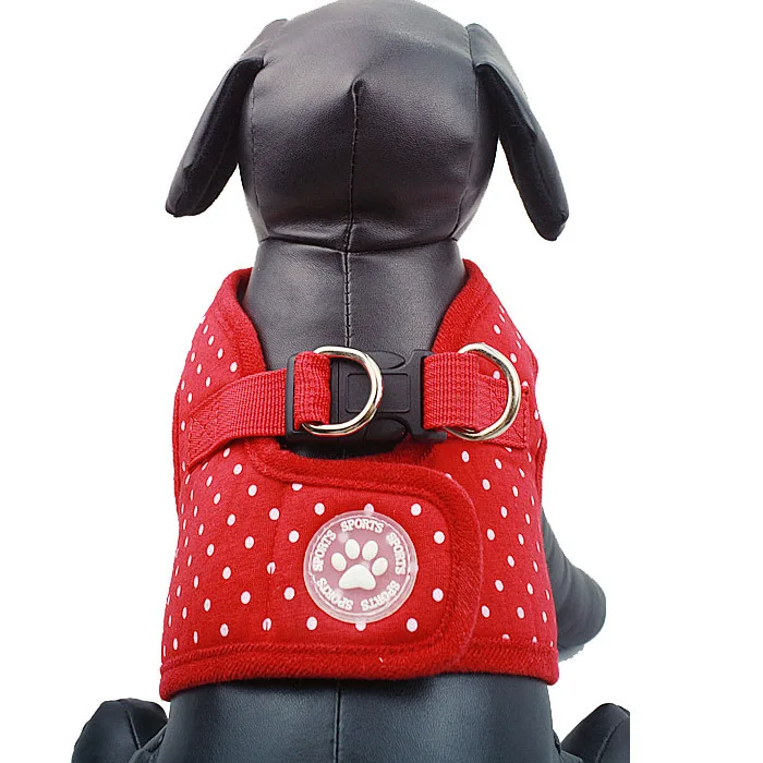 Мягкая шлейка для собак в горошек шлейка для щенка анти-тягу XS-XL 4 Цвета - Цвет: Красный