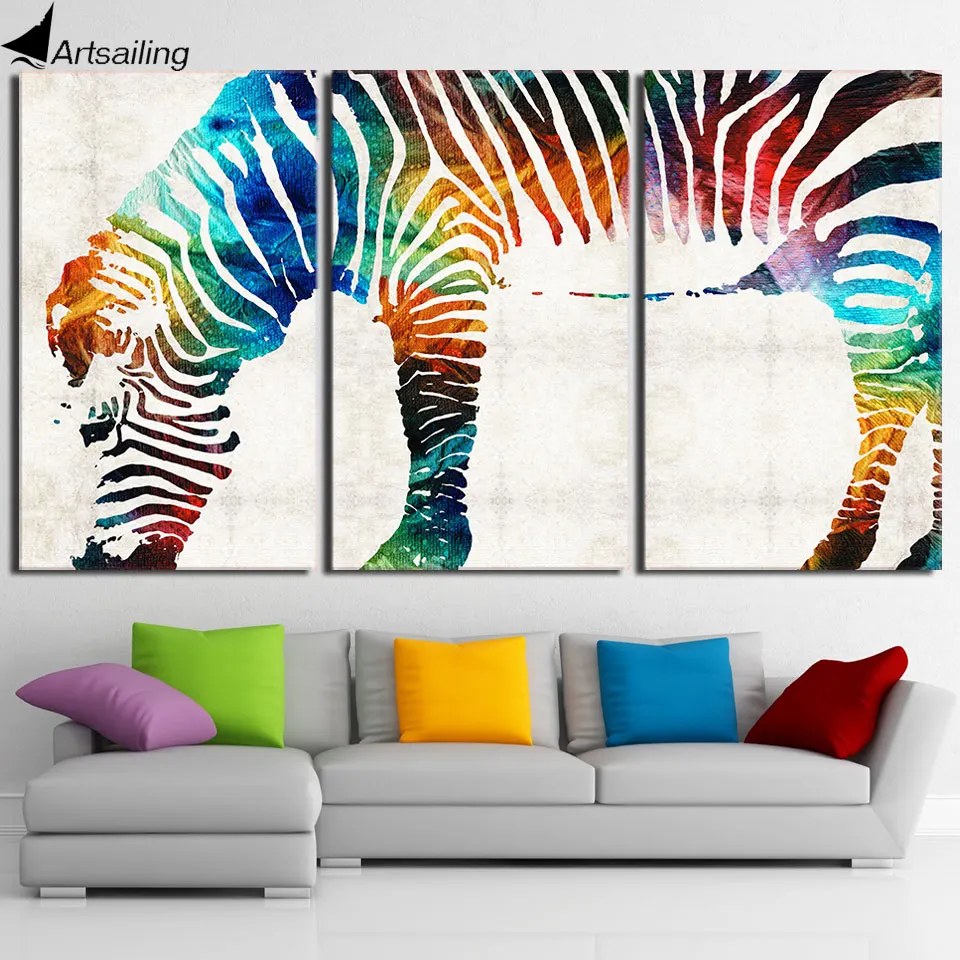 

ArtSailing 3 panel Canvas wall art canvas Abstract Streamer Color Zebra modern home decorative Painting free shipping ny-6637D
