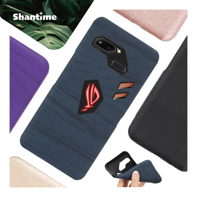 

Wood grain PU Leather Phone Case For Asus ROG Phone Soft Silicone Case For Asus ROG Phone Gel Silicone Protective Back Shell