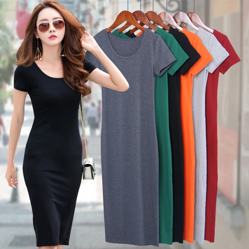 Cotton T-shirt Dresses Summer Women ...