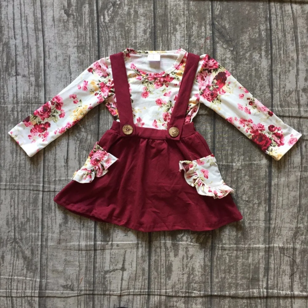 2 pieces sets girls Fall/winter clothes children girls floral top with
