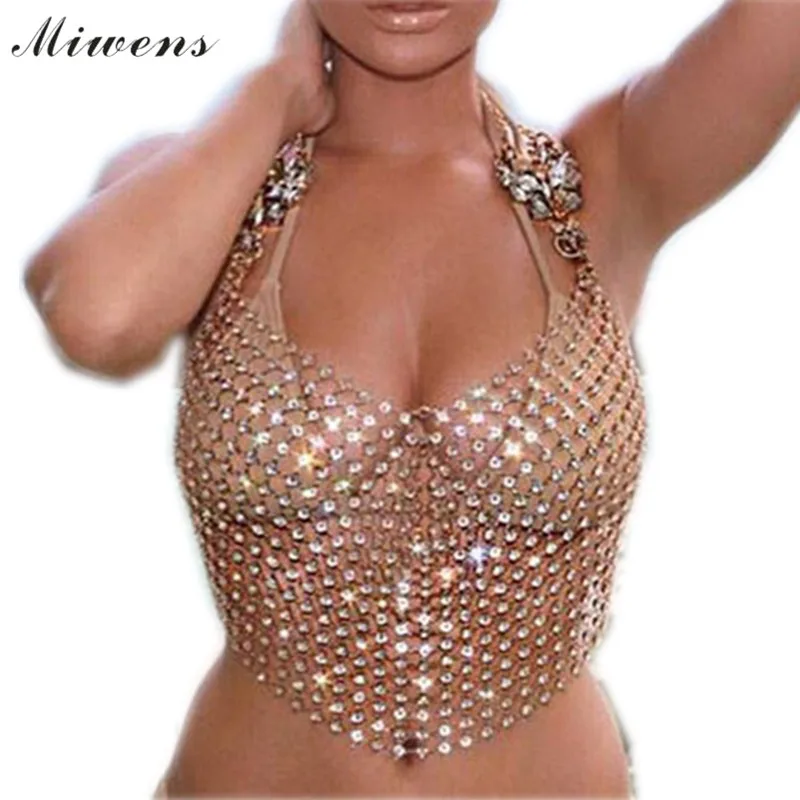 

Miwens 2017 Summer Heavy Sexy Style Metal bodys Chain Bra Hollow Statement Choker Collars Maxi necklace Hot Women Jewelry 7017