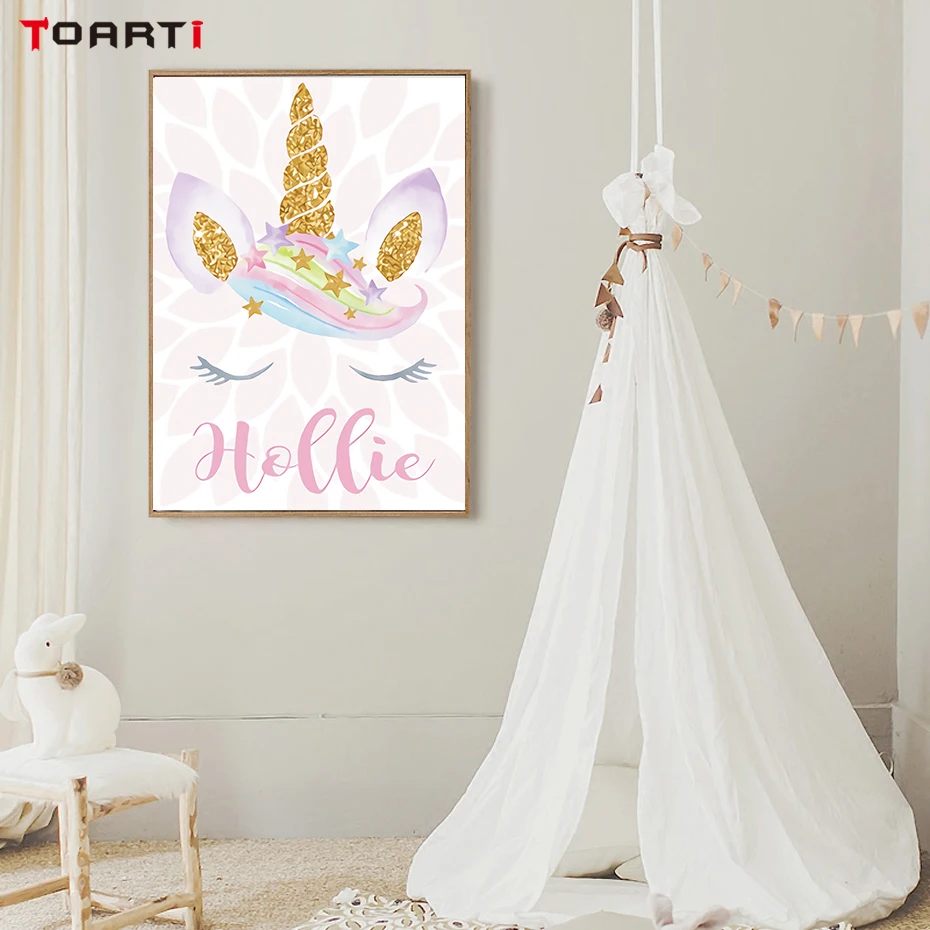 Cartoon Animal Prints Posters Colorful Unicorn Canvas Painting On The Wall Flowers Art Pictures For Kids Nursery Home Decoration (2)