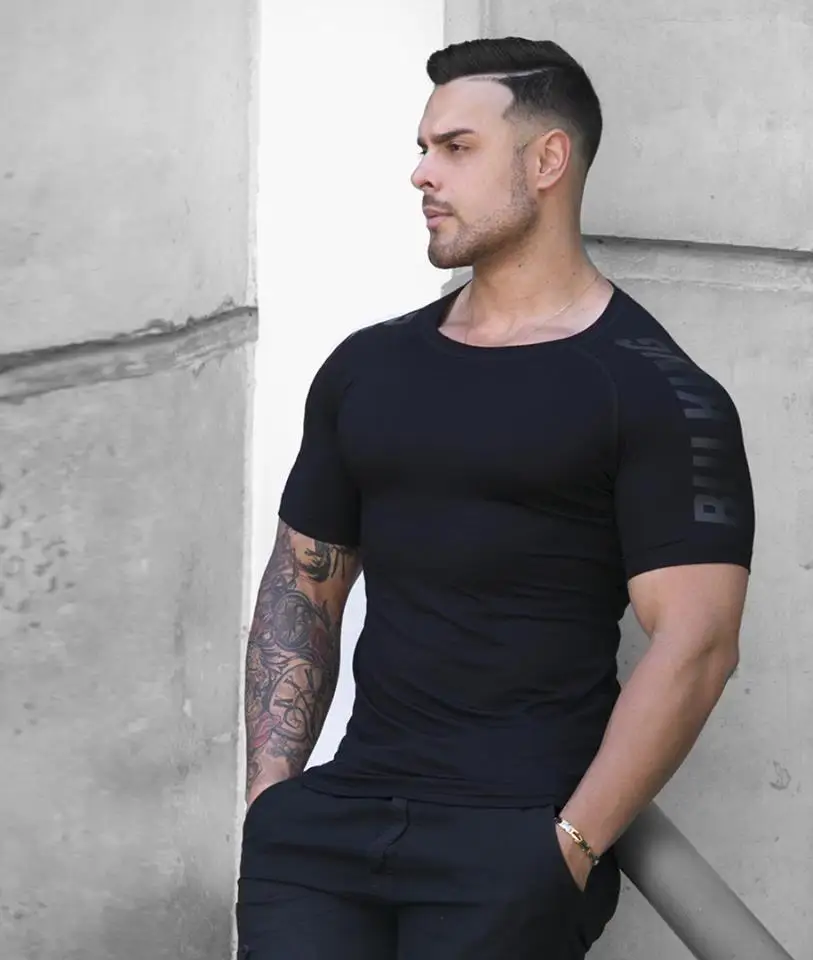 New Running Men Fitness T-shirt Sport Shirt Men Short Sleeve Quick Dry Bodybuilding Tight T Shirt Gym Mens Tshirt Tee Tops