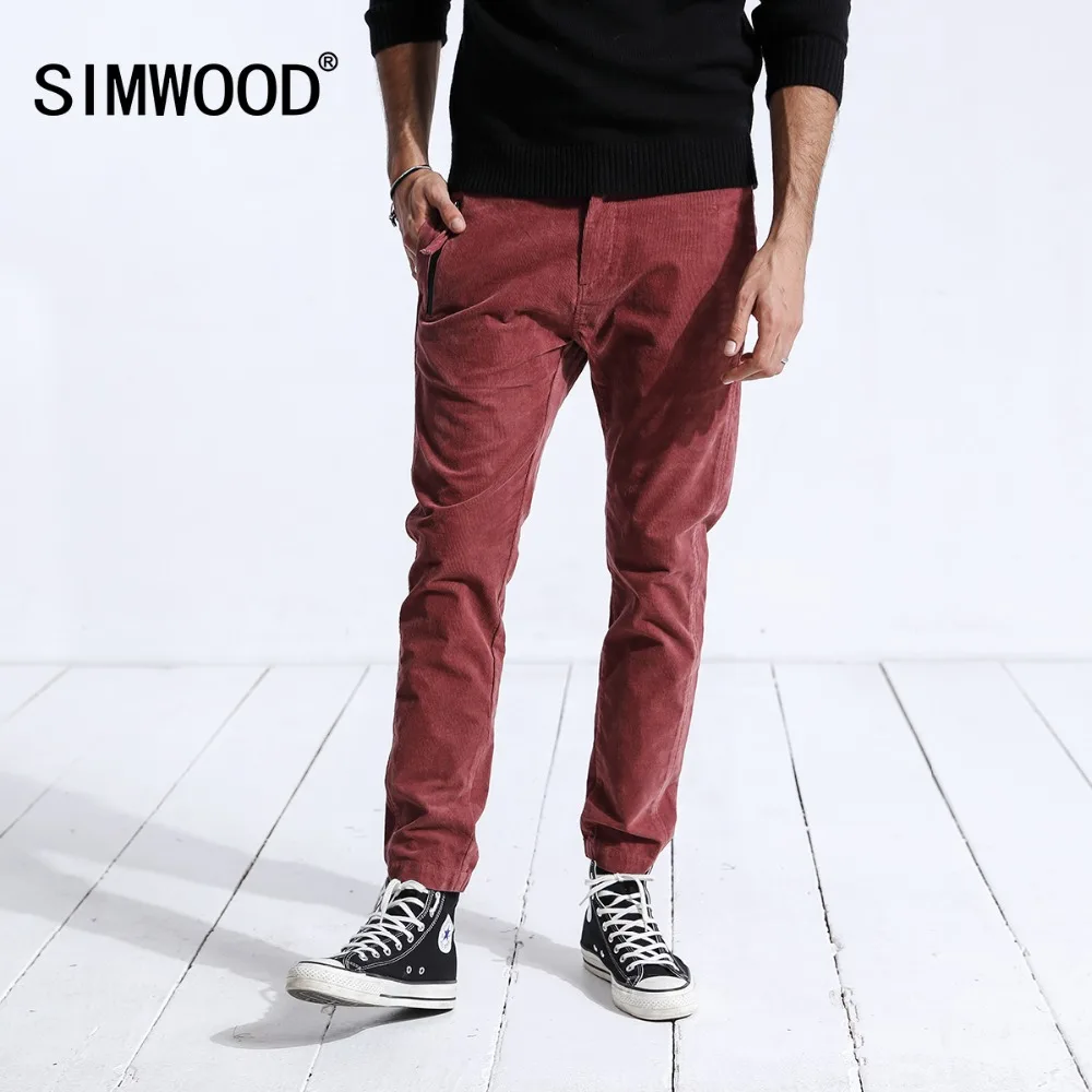 

SIMWOOD 2019 Winter Casual Pants Men Fashion Skinny Corduroy Slim Fit Plus Size Warm Trousers Pencil Pants Brand Clothing 180484
