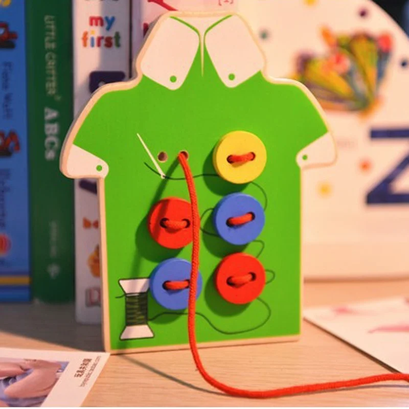  Nice Montessori Educational Toys Beads Lacing Board Wooden Toys Toddler Sew On Buttons Early Educat - 32814494494