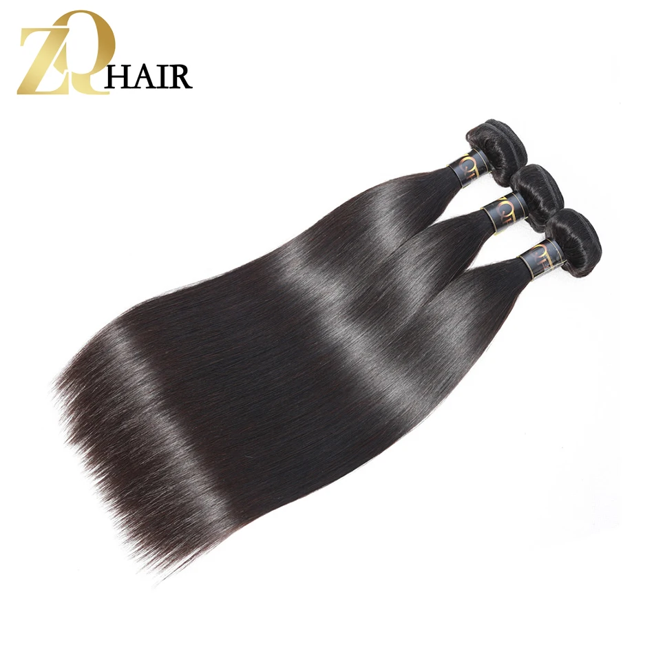 ZQ волосы прямые натуральные волосы 3 Связки индийский натуральный Цвет волос Weave Non-Remy 100% Пряди человеческих волос для наращивания 3