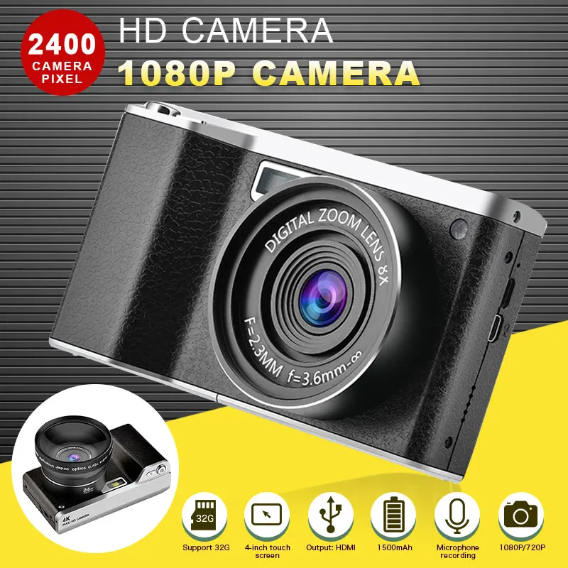 

New Digital Camera 4.0 inch IPS Touch Screen Full HD 24MP Resolution 8X Digital Zoom CMOS SLR Camera with Zoom Lens Wide Angle