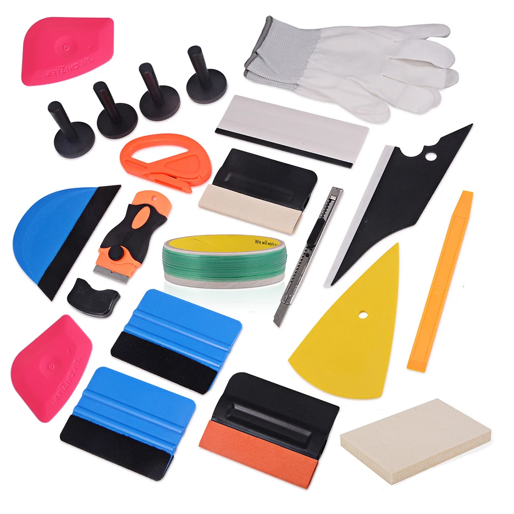 

EHDIS 500CM Knifeless Tape Design Line Vinyl Film Car Wrap 21pcs Window Tints Tools Kit Felt Squeegee Ice Scraper Car Sticker