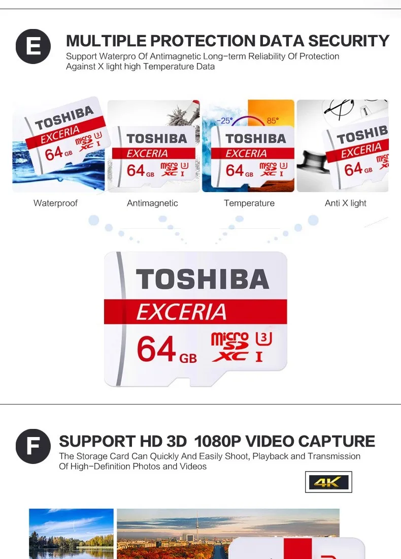 Карта памяти Toshiba Micro SD карта 64 Гб класс 10 UHS-1 SDXC флэш-память Microsd для смартфонов/Таблица 90 м/с