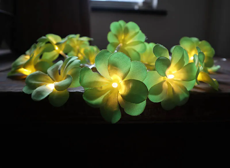 2 м 20LED DIY frangipani светодиодные огни строку батареи цветочный праздник освещения, вечеринку гирлянды украшения, украшения спальни