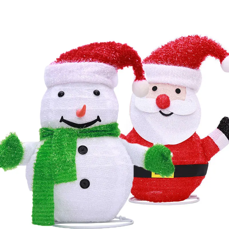 

New Year Party Christmas Ornaments Gift Santa Claus Snowman LED Light Toy Doll Hang Christmas Decorations for Home Deco 61x50cm